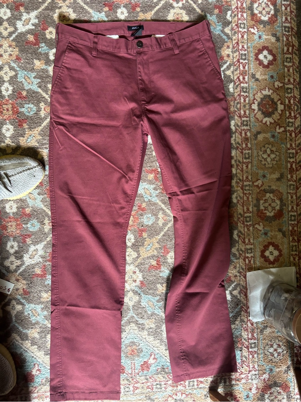 RVCA men red Maroon Slim Jeans